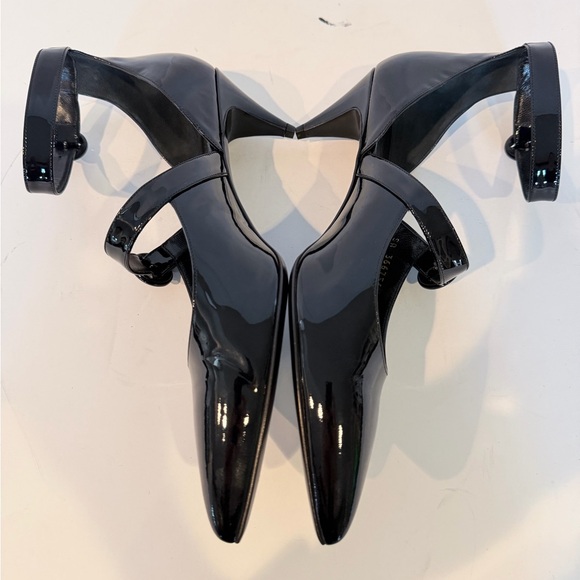 Black Patent Leather Ankle Strap Heels - Picture 5 of 10